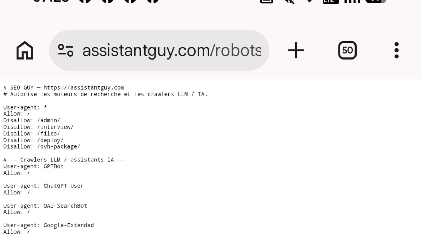 le robots.txt c'est quoi Assistant Guy — Site web